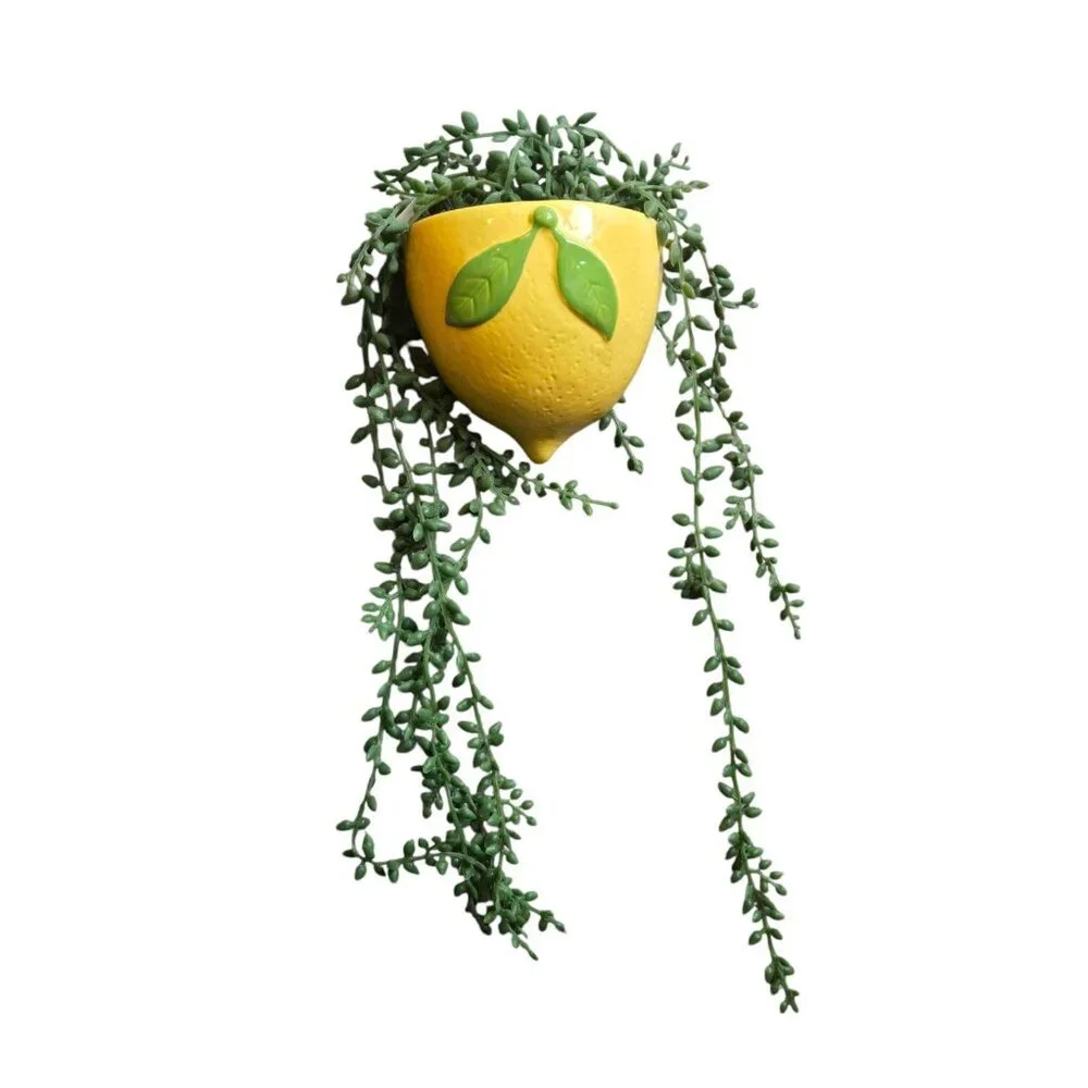 New Wall Hanging Lemon Vase Fake Hanging Plant Artificial Beaded Succulent